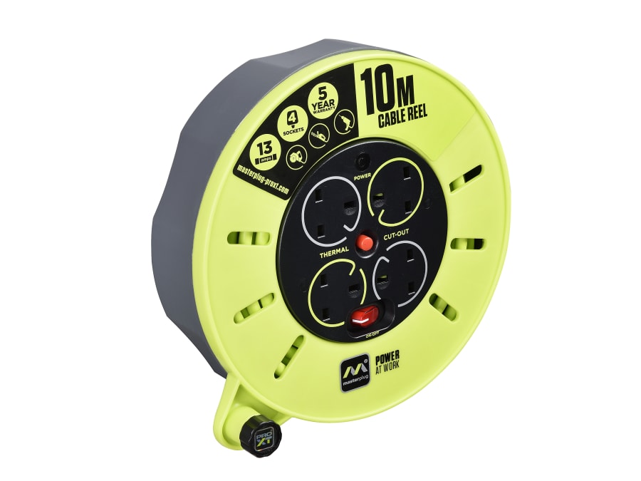Masterplug CMU10134SLPX 10m 4-Socket Cable Reel 240V 13A