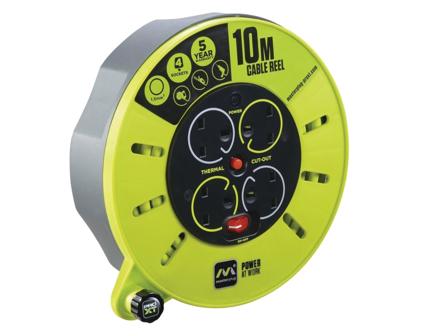 Masterplug CMU10134SLPX 10m 4-Socket Cable Reel 240V 13A