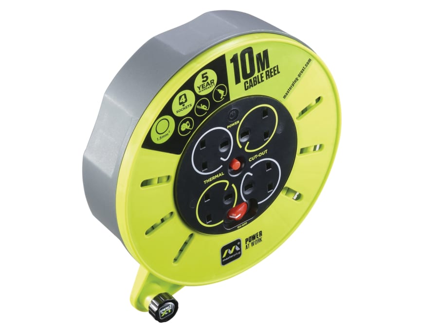 Masterplug CMU10134SLPX 10m 4-Socket Cable Reel 240V 13A