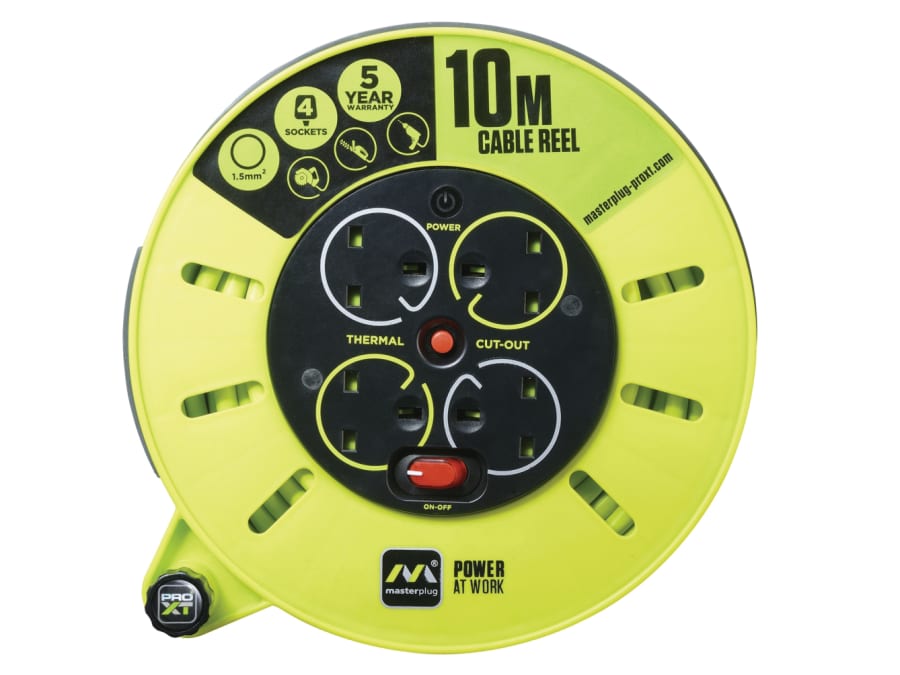 Masterplug CMU10134SLPX 10m 4-Socket Cable Reel 240V 13A
