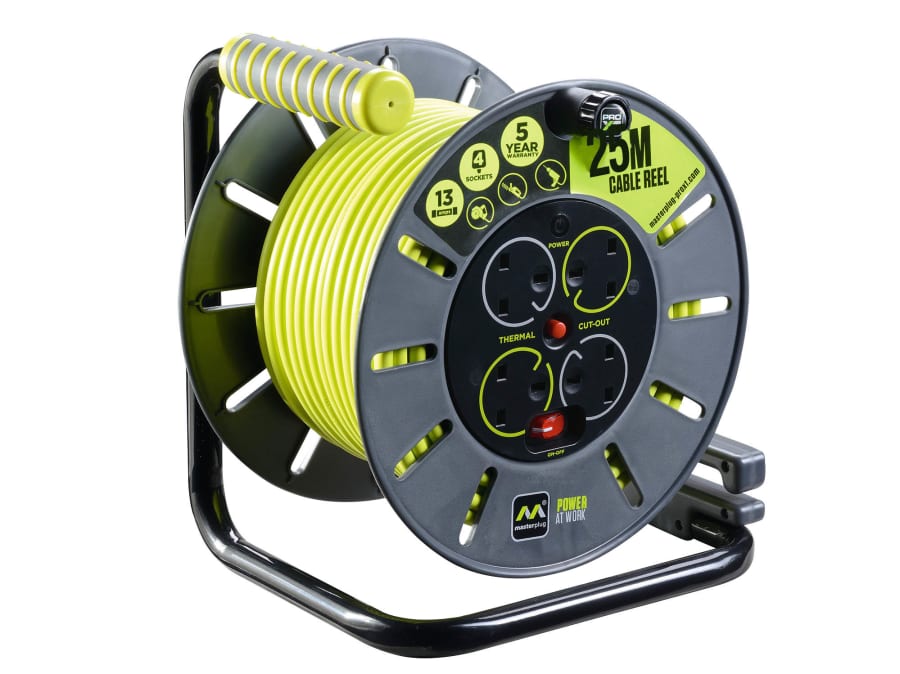 Masterplug OLU50134SLPX 50m Open Cable Reel 240V 13A 4-Socket
