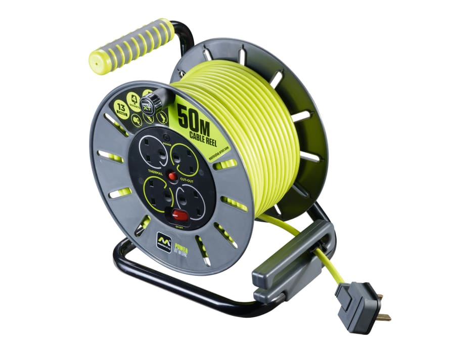 Masterplug OLU50134SLPX 50m Open Cable Reel 240V 13A 4-Socket