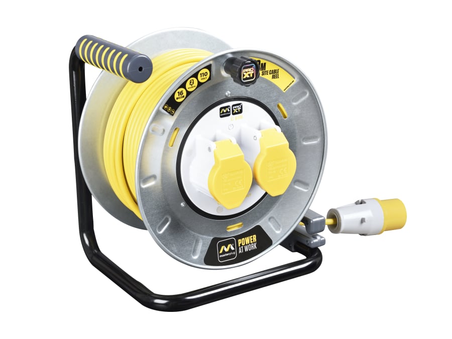 Masterplug OTMU30162LVPX 30m 110V 16A Metal Cable Reel with Thermal Cut-Out