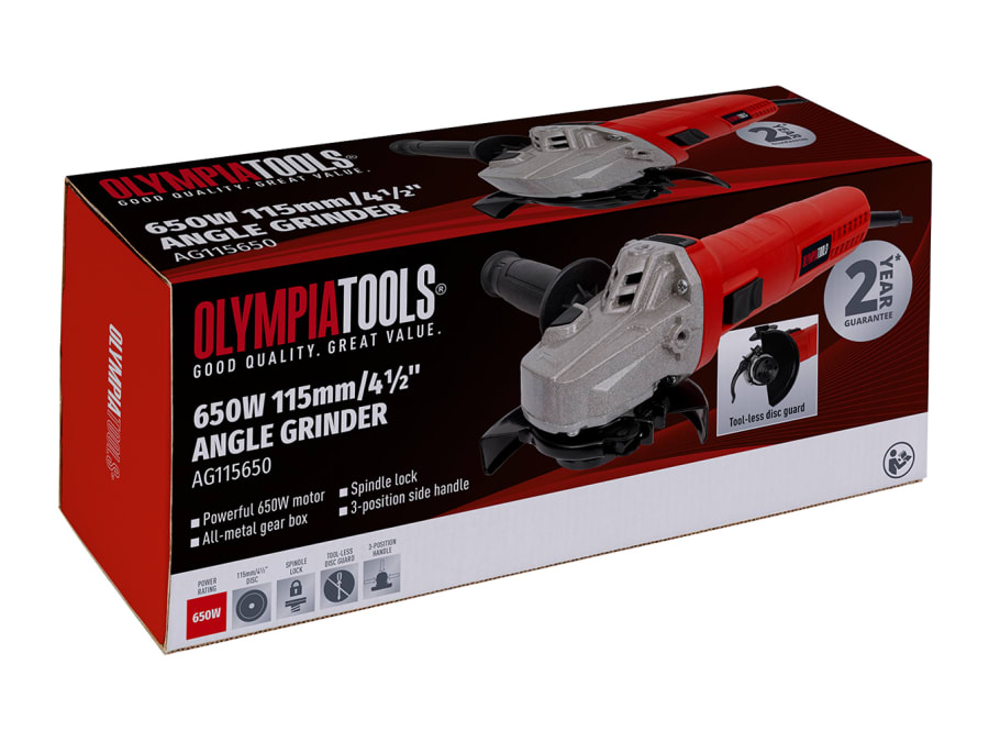 Olympia Power Tools 09412 115mm Angle Grinder 650W 240V