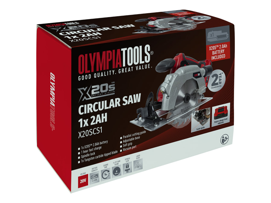 Olympia Power Tools 09955 X20S™ 20V Circular Saw with 1 × 2.0Ah Battery
