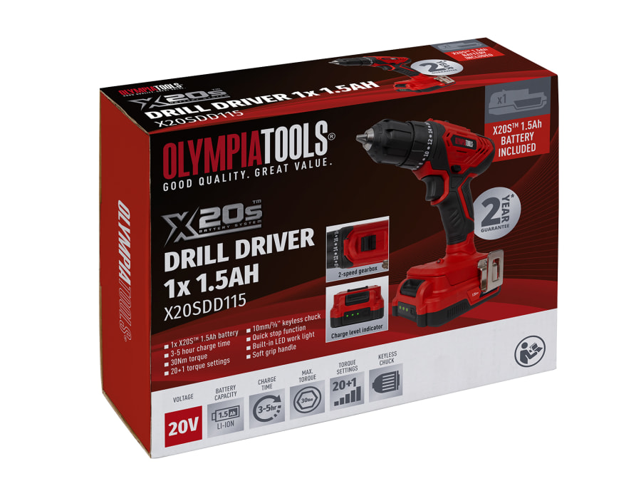 Olympia Power Tools 09905 X20S™ 20V Drill Driver with 1 × 1.5Ah Battery