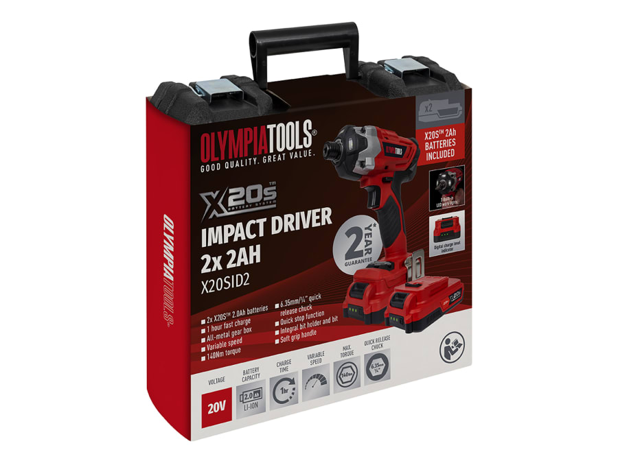 Olympia Power Tools 09920 X20S™ Impact Driver 20V with 2 × 2.0Ah Batteries