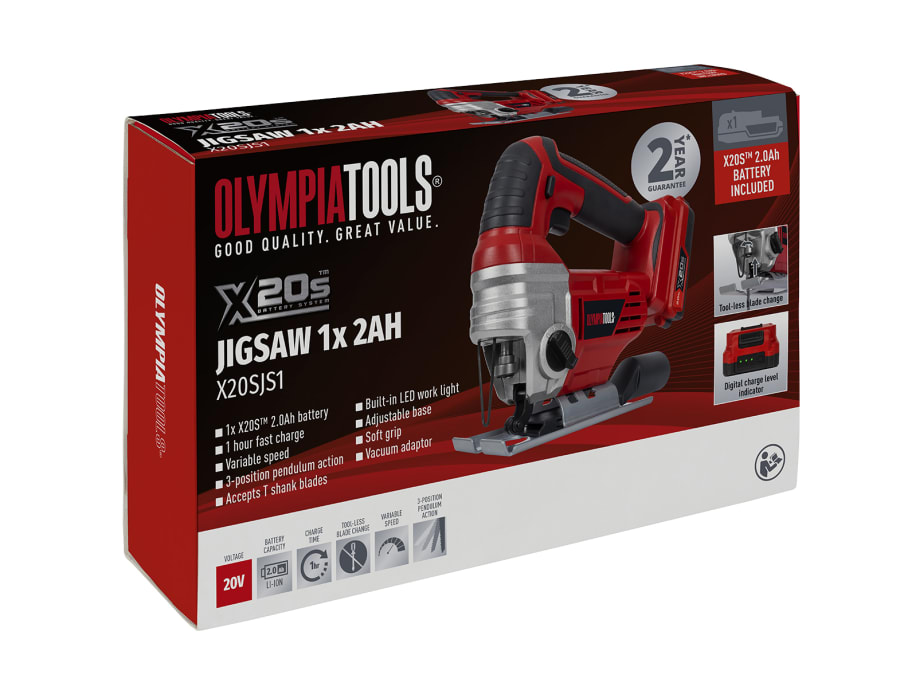 Olympia Power Tools 09945 X20S™ 20V Jigsaw with 1 × 2.0Ah Battery
