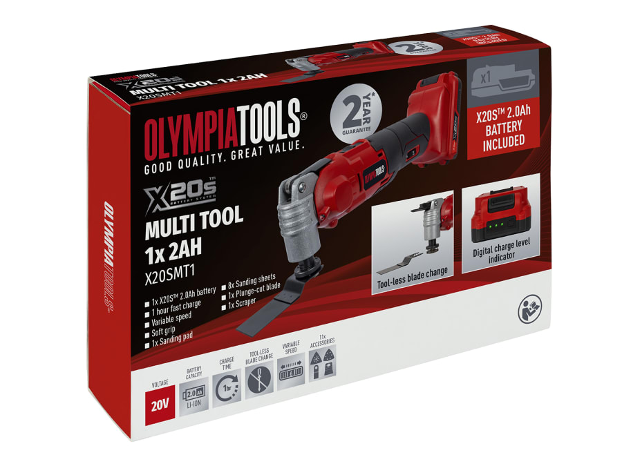 Olympia Power Tools 09970 X20S™ 20V Multi-Tool with 1 × 2.0Ah Battery