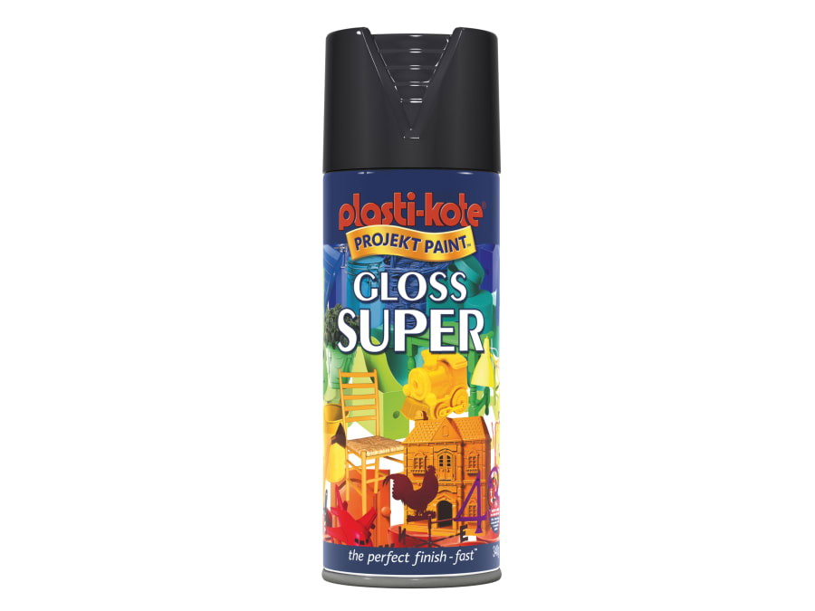 Plastikote 011100 Gloss Super Spray Black 400ml