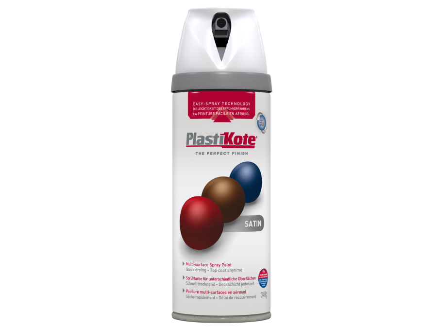 Plastikote 022101 Satin White 400ml Spray Paint