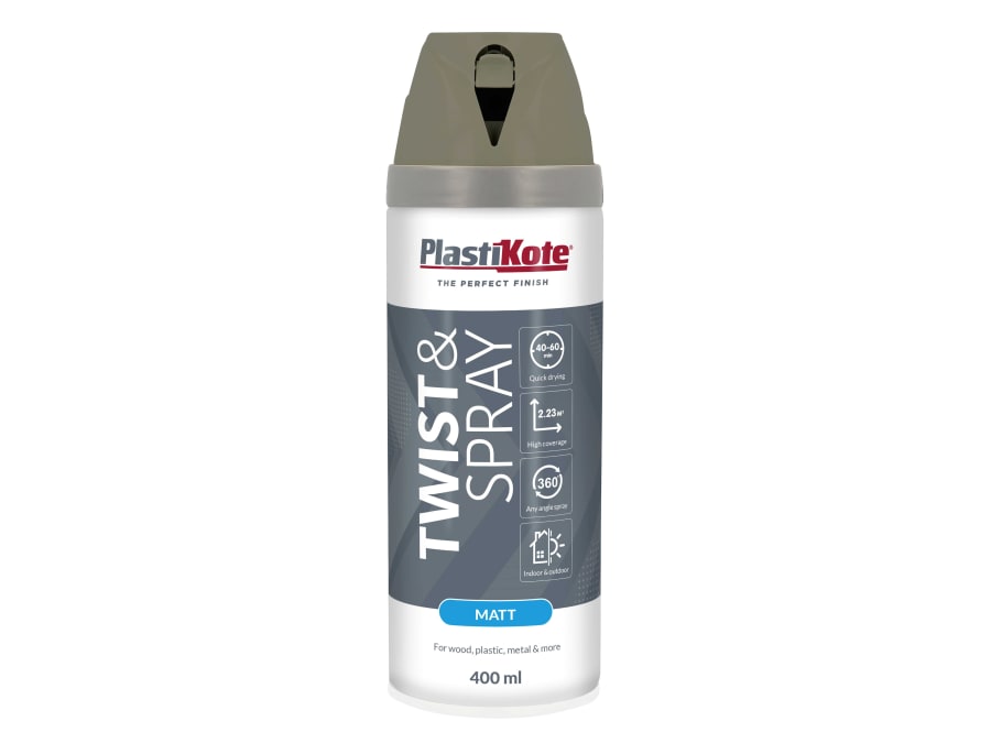 Plastikote 023122 Twist & Spray Matt Quartz Grey 400ml