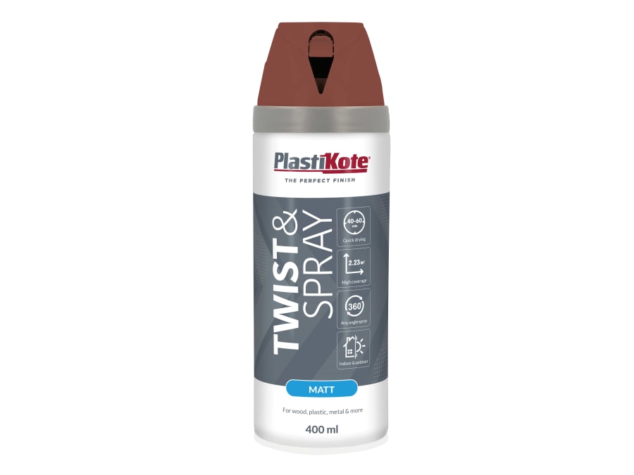 Plastikote 023124 Twist & Spray Matt Pantile Red 400ml