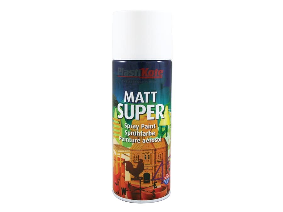Plastikote 013115 400ml Super Spray Matt White RAL 9016