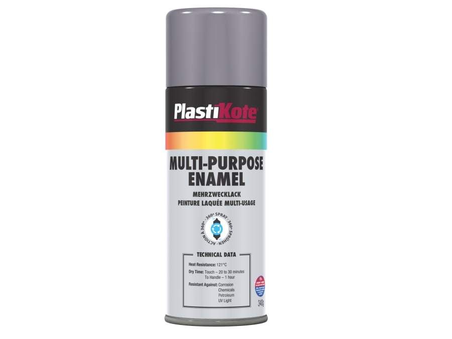 Plastikote 4400060105076 400ml Gloss Grey Multi Purpose Enamel Spray Paint