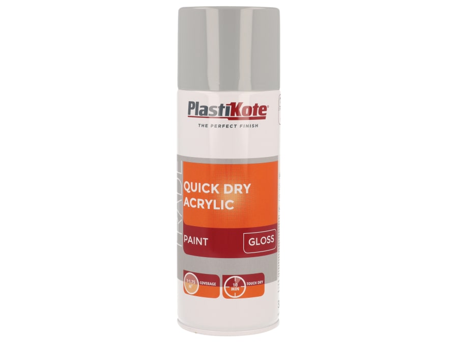 Plastikote 071012 Quick Dry Acrylic Spray Paint Gloss Grey 400ml