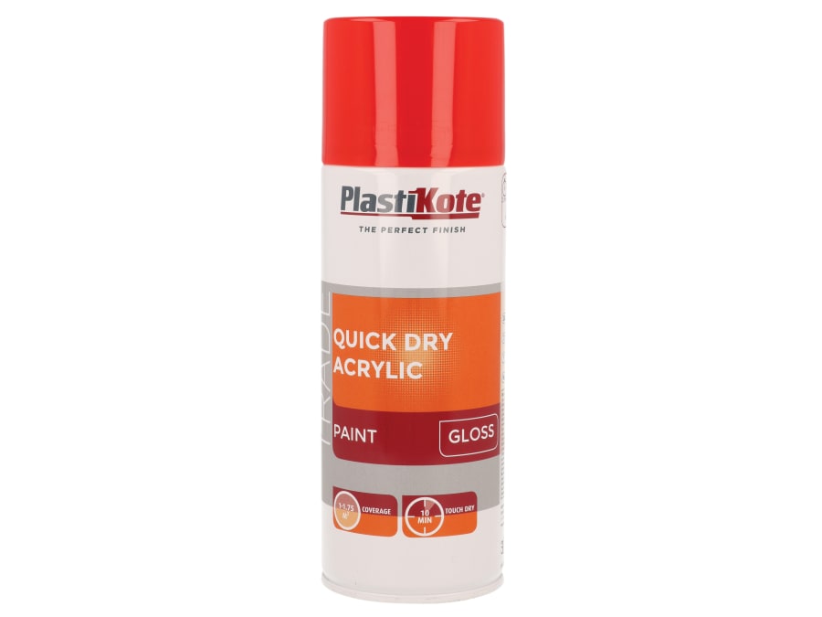 Plastikote 071014 Quick Dry Acrylic Spray Paint Gloss Red 400ml