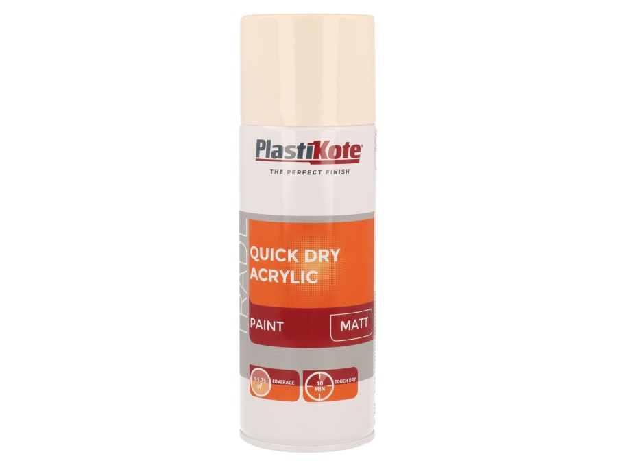 Plastikote 071015 Matt Magnolia Quick Dry Acrylic Spray Paint 400ml