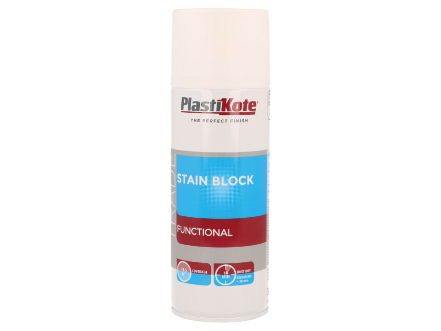 Plastikote 071019 Trade Stain Block Spray Paint White 400ml