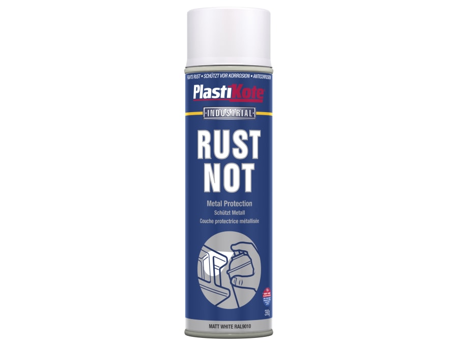 Plastikote 447782 Rust Not Spray Matt White 500ml