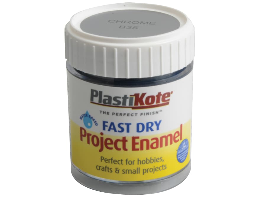 Plastikote 440035 Fast Dry Enamel Paint Chrome 59ml