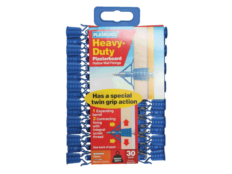 Plasplugs SHCF553CC Heavy-Duty Plasterboard Fixings Pack of 30