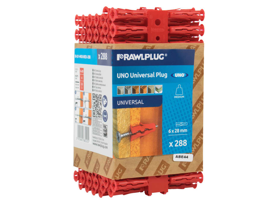 Rawlplug RU1MIXRED288 Red UNO Plugs 6 x 28mm (Pack 288)