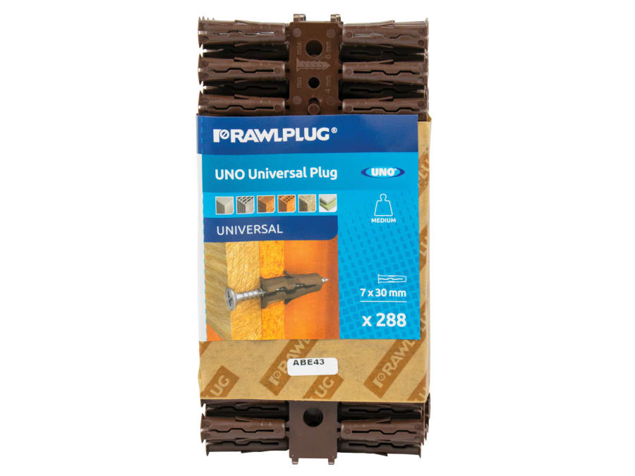 Rawlplug RU1MIXBRN288 Brown UNO Plugs 7 x 30mm (Pack 288)