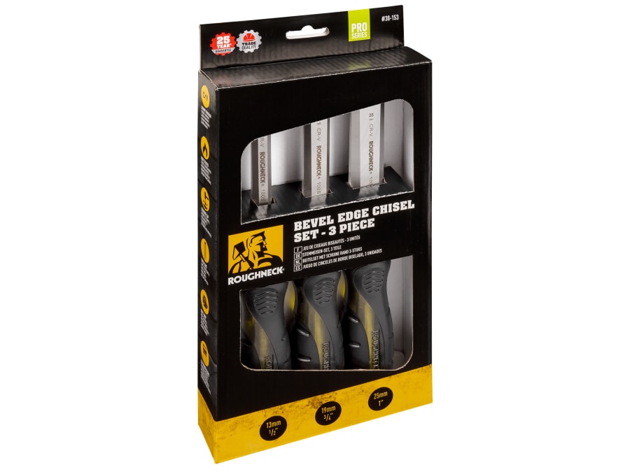 Roughneck 30153 3 Piece Bevel Edge Chisel Set