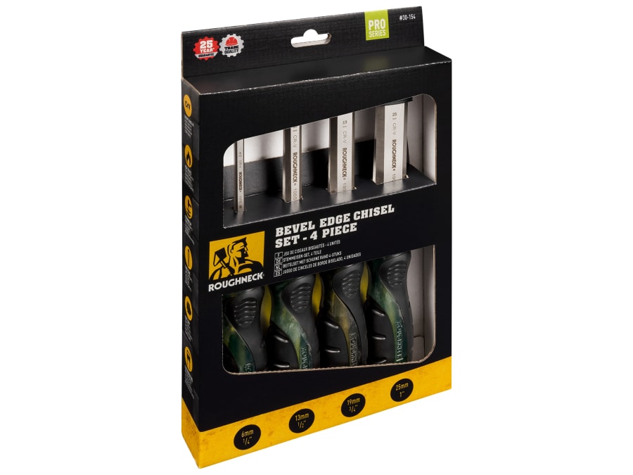 Roughneck 30154 Pro Series Bevel Edge Chisel Set 4 Piece