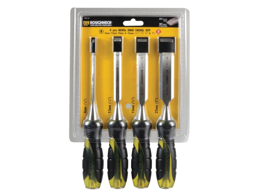 Roughneck 30154 Pro Series Bevel Edge Chisel Set 4 Piece