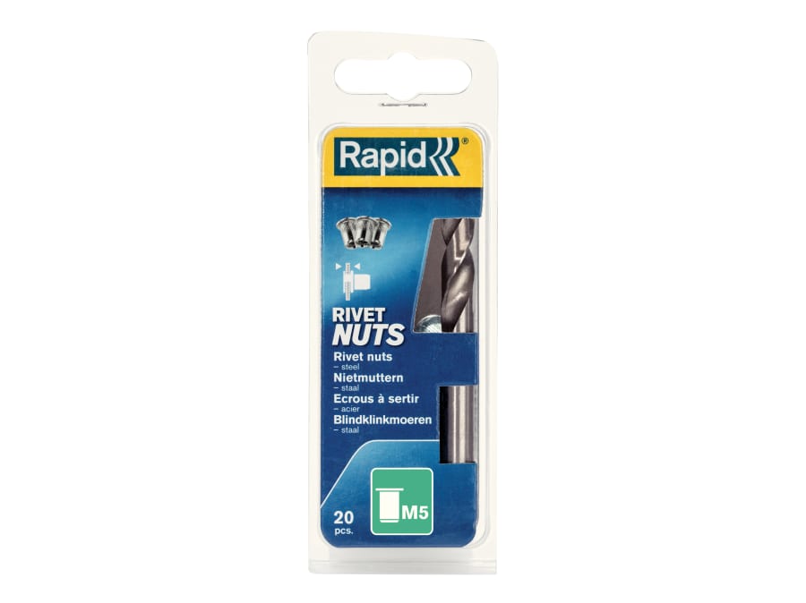 Rapid 5000672 M5 Steel Rivet Nuts with Drill Bit