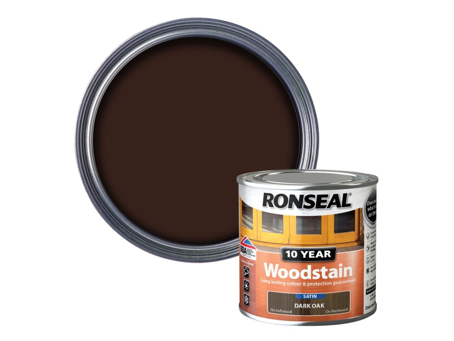 Ronseal 38669 10 Year Woodstain Dark Oak 250ml