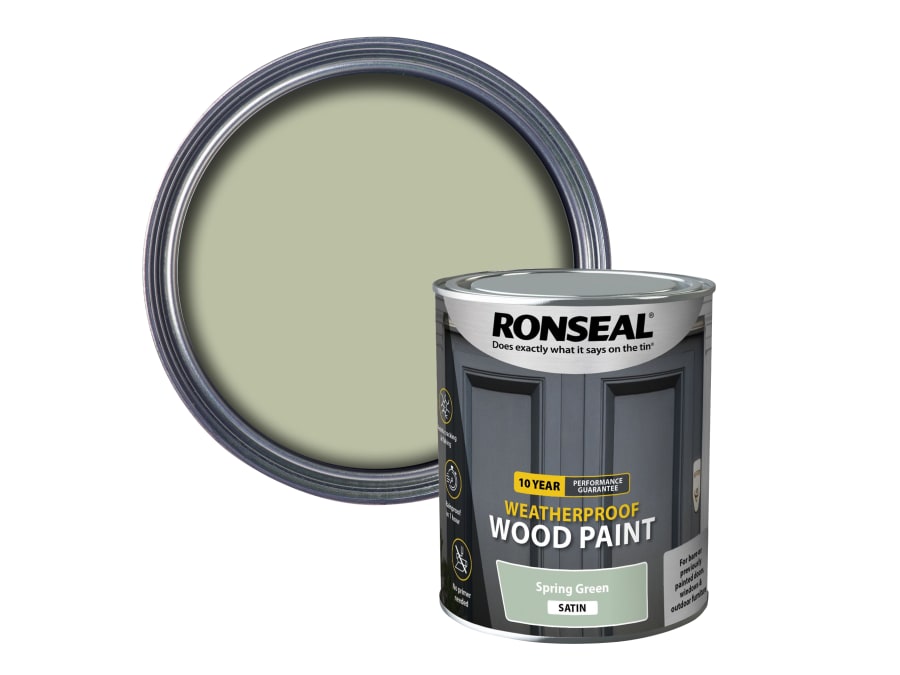 Ronseal 38790 10 Year Weatherproof Wood Paint Spring Green Satin 750ml