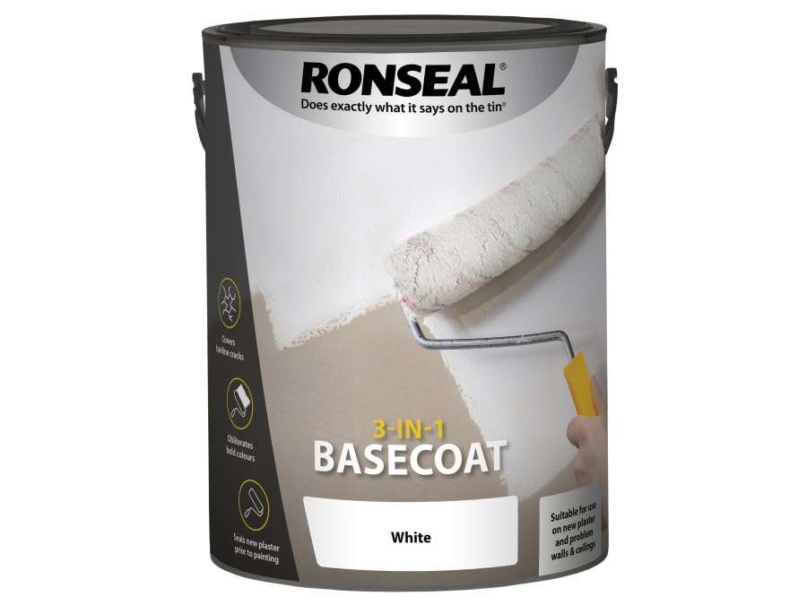 Ronseal 39400 3-in-1 Basecoat White 5 Litre