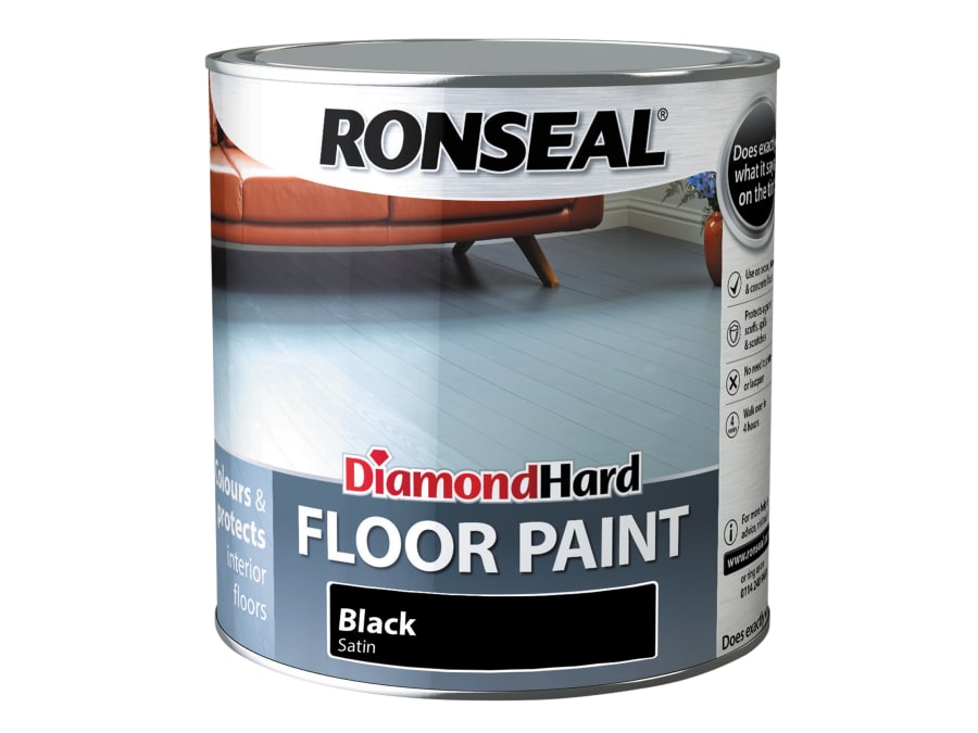 Ronseal 36628 Diamond Hard Floor Paint Satin Black 2.5 Litre
