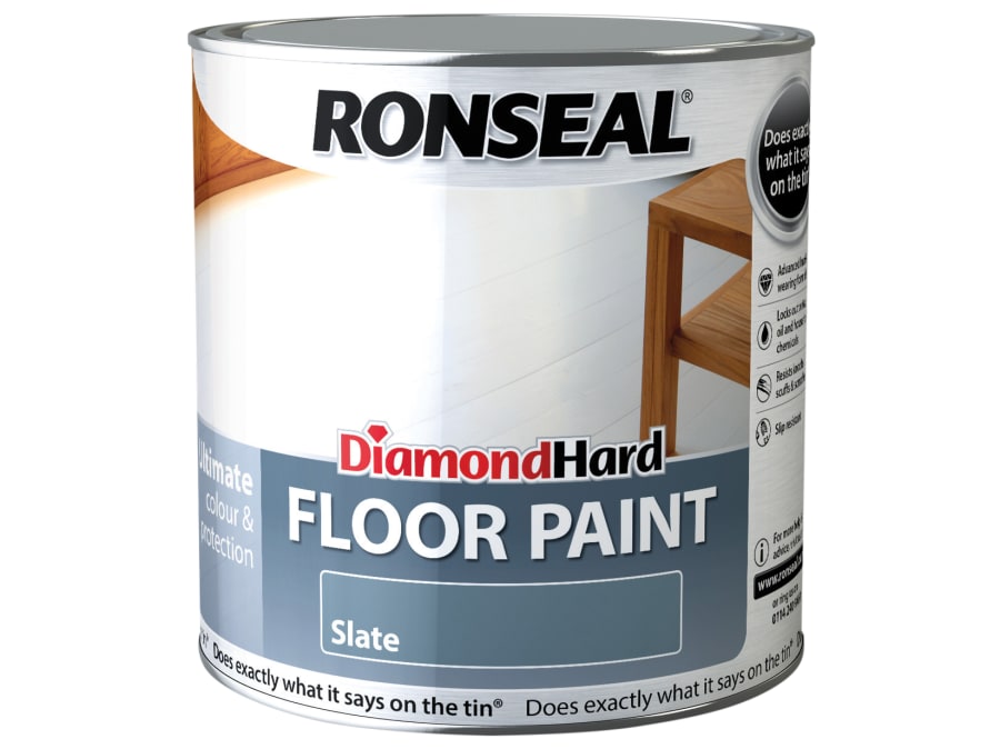 Ronseal 35756 Diamond Hard Floor Paint Satin Slate 2.5 Litre