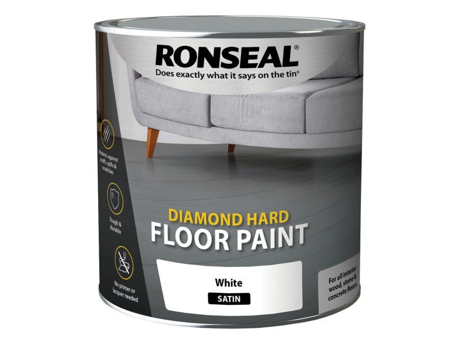 Ronseal 35753 Diamond Hard Floor Paint Satin White 2.5 Litre