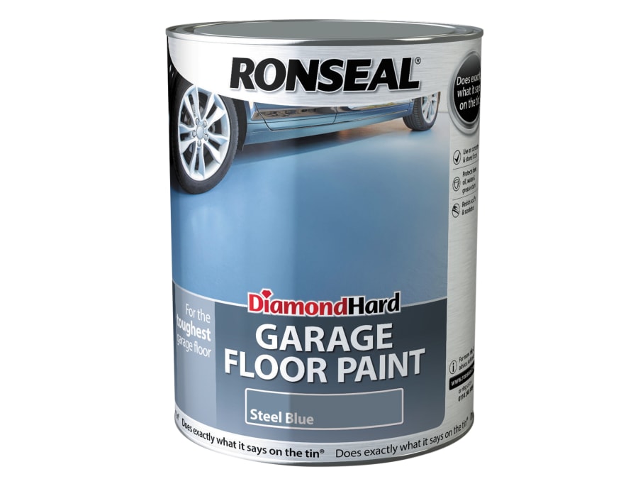 Ronseal 36111 Diamond Hard Garage Floor Paint Steel Blue 5 Litre