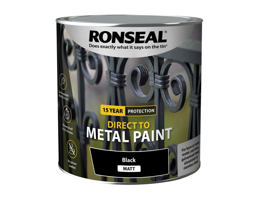 Ronseal 39214 Direct To Metal Paint Black Matt 2.5 Litre