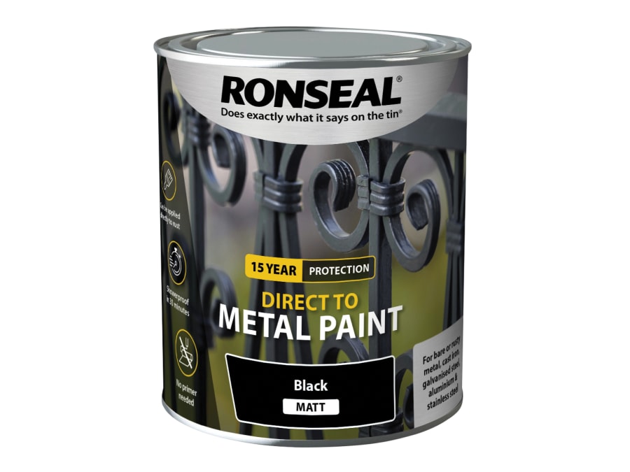 Ronseal 39197 Direct To Metal Paint Black Matt 750ml