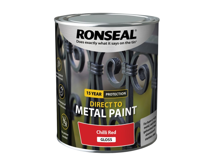 Ronseal 39210 Direct To Metal Paint Chilli Red Gloss 750ml