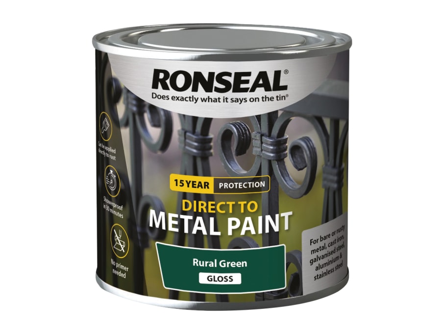 Ronseal 39185 Direct To Metal Paint Rural Green Gloss 250ml