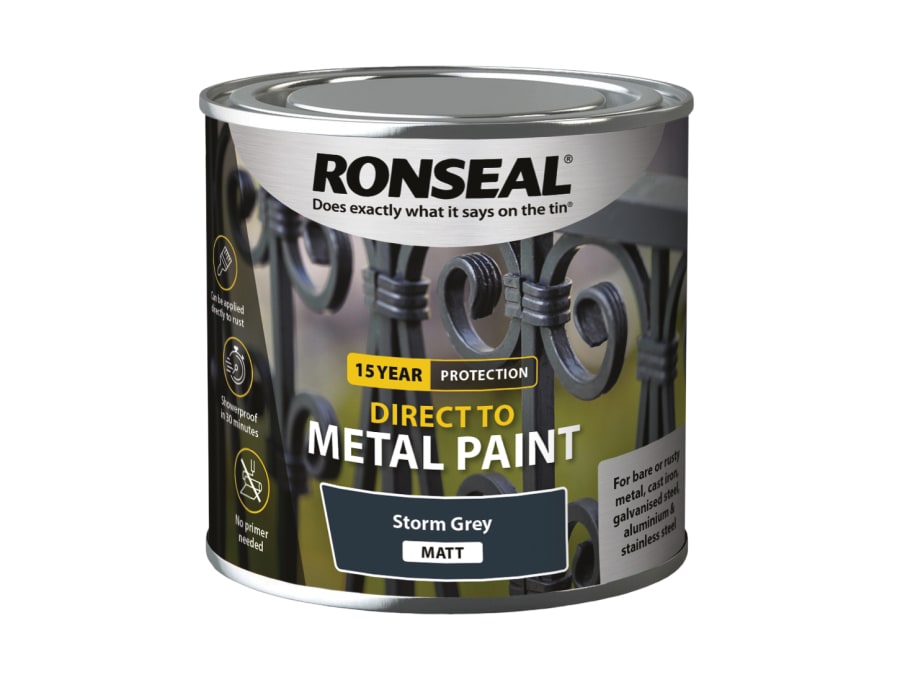 Ronseal 39192 Direct To Metal Paint Storm Grey Matt 250ml