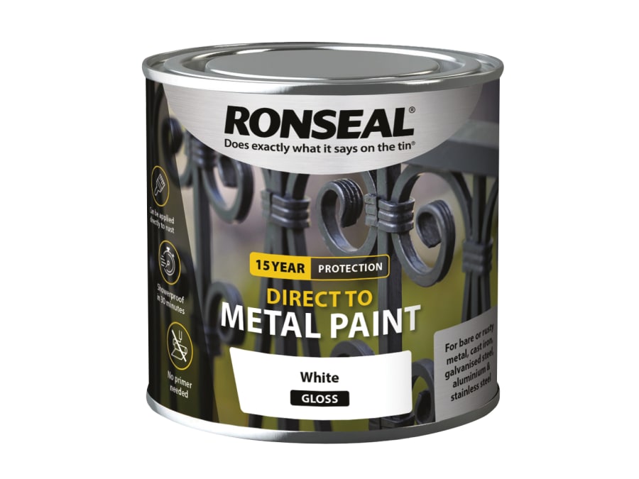 Ronseal 39182 Direct To Metal Paint White Gloss 250ml