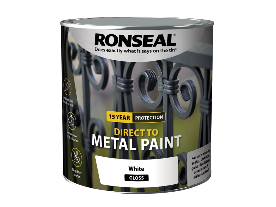 Ronseal 39215 Direct To Metal Paint White Gloss 2.5 Litre