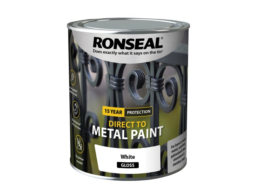 Ronseal 39198 750ml Direct To Metal Paint White Gloss