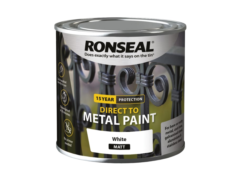 Ronseal 39184 Direct To Metal Paint White Matt 250ml