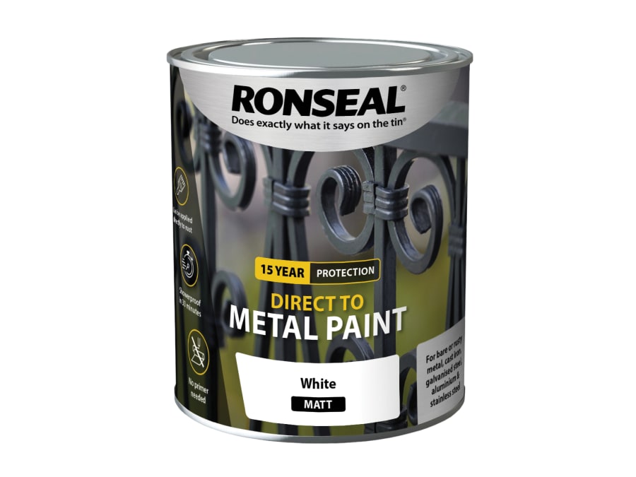 Ronseal 39201 Direct To Metal Paint White Matt 750ml