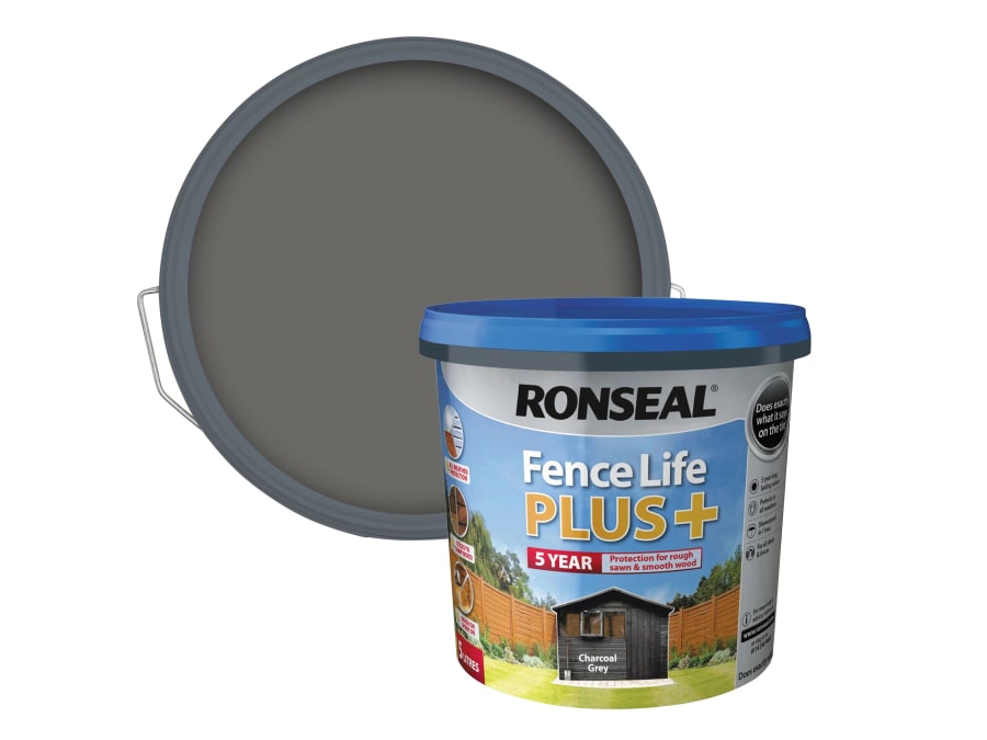 Ronseal 38394 Fence Life Plus+ 5L Charcoal Grey